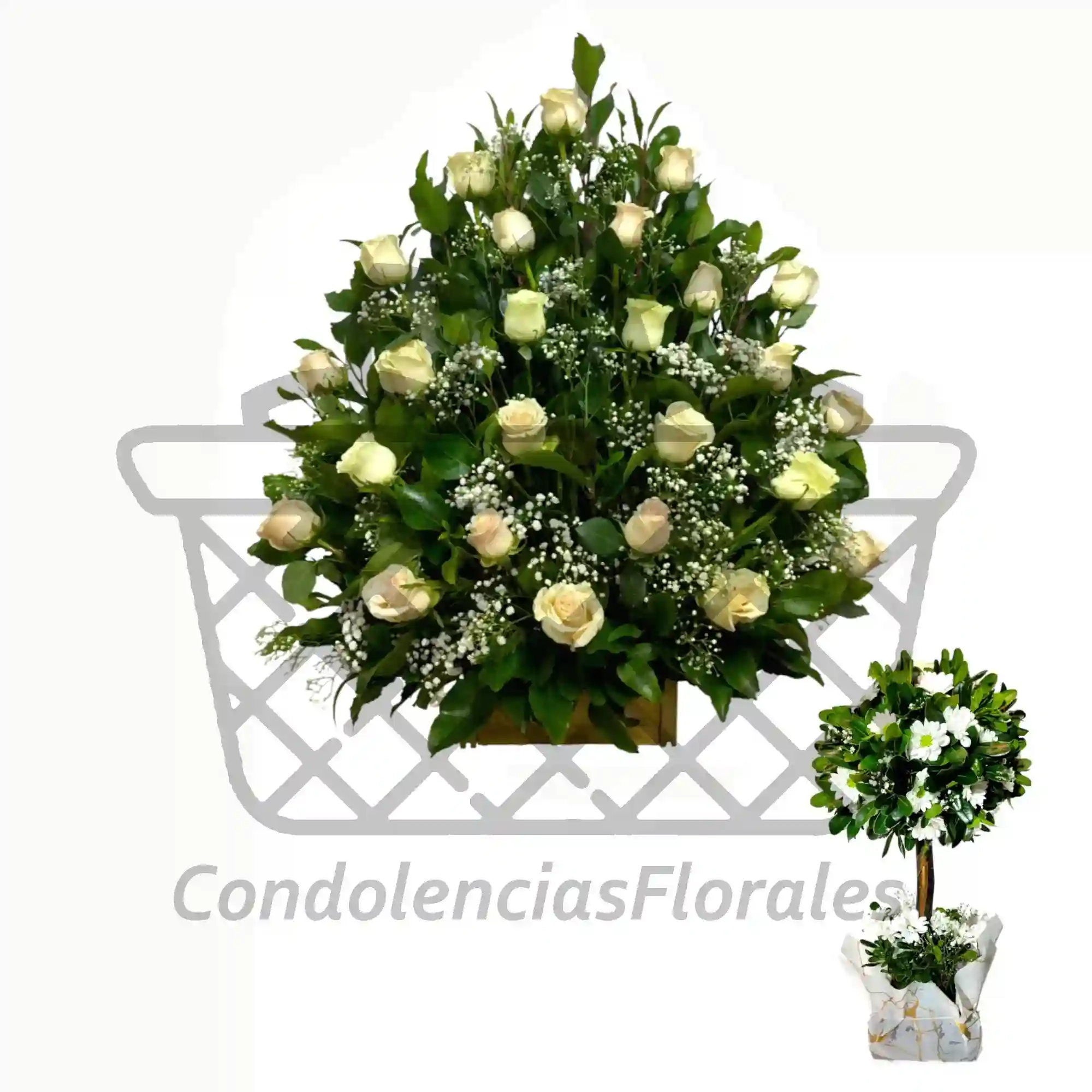 Pack de condolencias arrimo de rosas y árboles en blanco 4