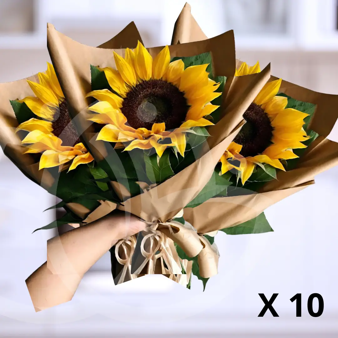 Pack de 10 ramos "Girasol en su Singularidad"