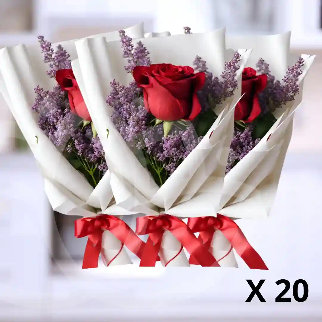 Pack de 20 ramos "Rosa Roja en Su Singularidad" 4